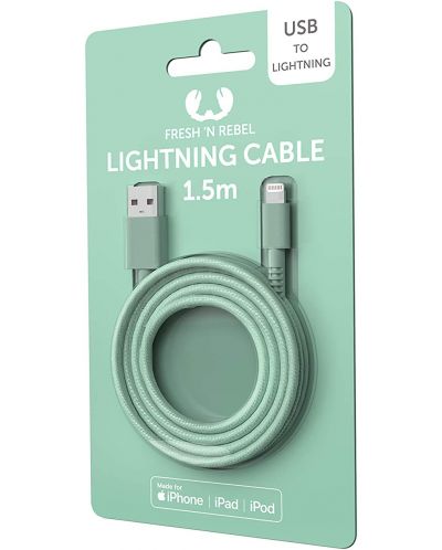 Кабел Fresh N Rebel - USB-A/Lightning, 1.5 m, зелен - 2