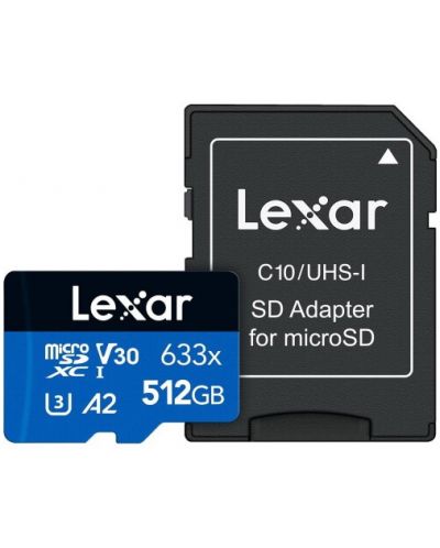 Карта памет Lexar - High-Performance 633x, 512GB, micro SDXC - 1