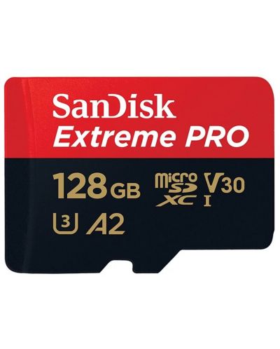Карта памет SanDisk - Extreme PRO, 128GB, microSDXC, Class10 + адаптер - 2