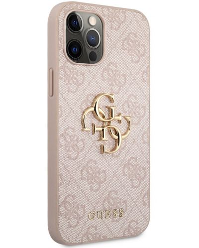 Калъф Guess - PU 4G Metal Logo Case, iPhone 12/12 Pro, розов - 2