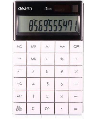 Калкулатор Deli Touch - E1589, 12 dgt, бял - 1