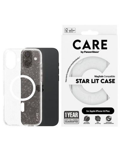 Калъф CARE - Flagship Star Lit, iPhone 16 Plus, MagSafe, бял - 1