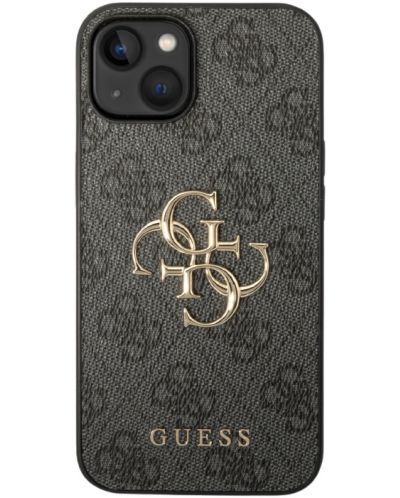 Калъф Guess - PU 4G Metal Logo, iPhone 15 Plus, сив - 1