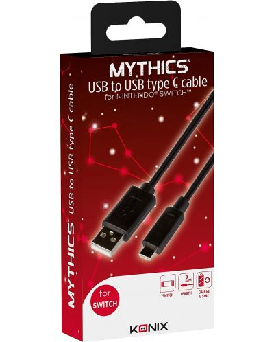 Кабел Konix - Mythics USB Charging Cable 2m (Nintendo Switch/Lite) - 1