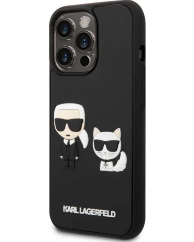 Калъф Karl Lagerfeld - Karl and Choupette, iPhone 14 Pro, черен - 2