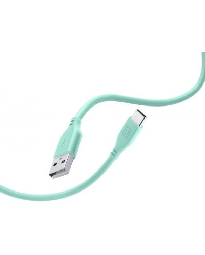 Кабел Cellularline - Soft, USB-A/USB-C, 1.2 m, зелен - 2