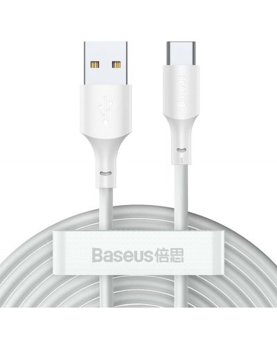 Кабели Baseus - TZCATZJ-02, USB-A/USB-C, 1.5 m, 2 бр., бели - 1