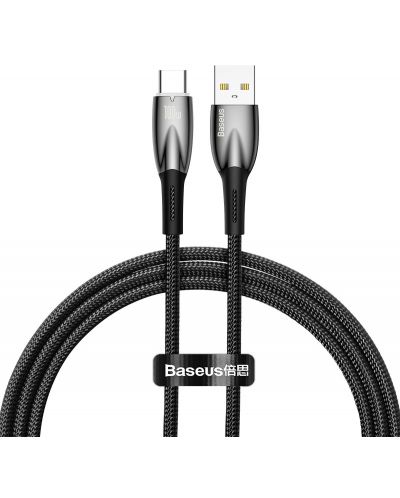 Кабел Baseus - Glimmer, USB-A/USB-C, 1 m, черен - 1