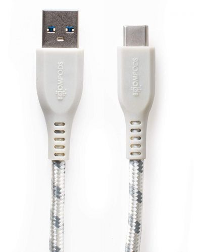 Кабел Boompods - Retro Armour, USB-A/USB-C, 1.5 m, Titanium - 1