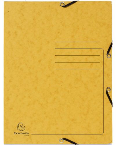 Картонена папка Exacompta - с ластик и 3 капака, жълта - 1