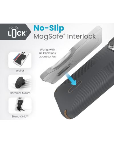 Калъф Speck - Presidio 2 Grip, iPhone 15 Pro, MagSafe ClickLock, сив - 7