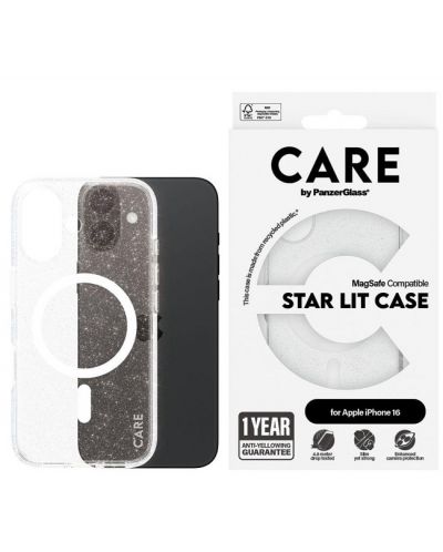 Калъф CARE - Flagship Star Lit White, MagSafe, iPhone 16, прозрачен - 1