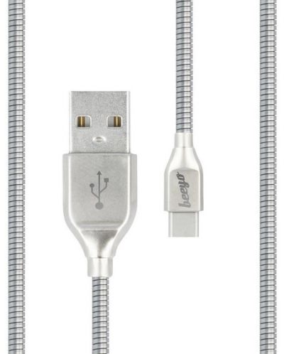 Кабел Forever - Beeyo Zinc, USB/USB-C, 1 m, сив - 2