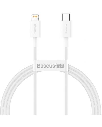 Кабел Baseus - Superior, USB-C/Lightning, 1 m, бял - 1