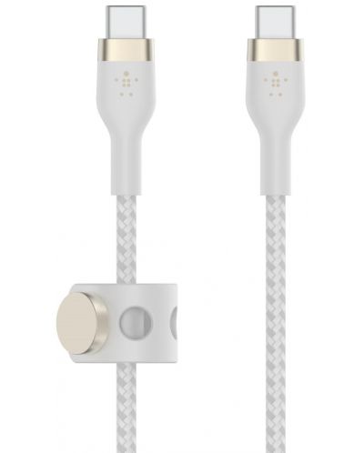 Кабел Belkin - Boost Charge, USB-C/USB-C, Braided silicone, 2 m, бял - 2