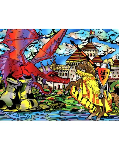 Картина за оцветяване ColorVelvet - Дракон, 47 х 35 cm - 1