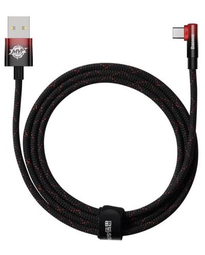 Кабел Baseus - MVP 2, USB-A/USB-C, 2 m, черен/червен - 1
