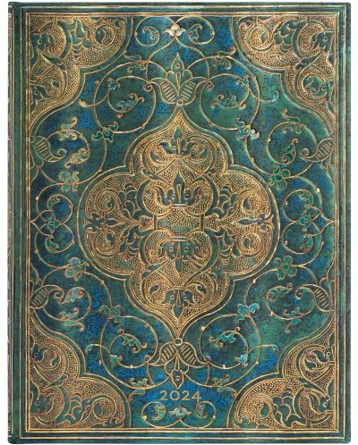 Календар-бележник Paperblanks Turquoise Chronicles - Midi, вертикален, 80 листа, 2024 - 1