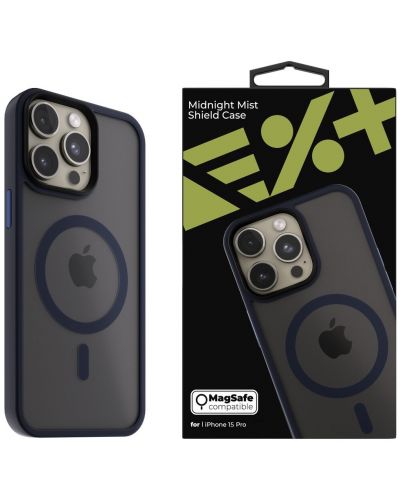 Калъф Next One - Midnight Mist Shield MagSafe, iPhone 15 Pro, тъмносин - 1