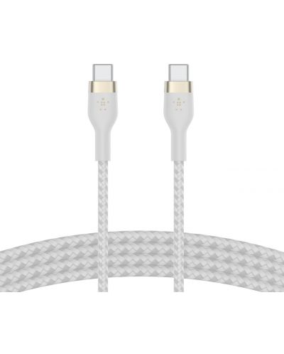 Кабел Belkin - Boost Charge, USB-C/USB-C, Braided silicone, 3 m, бял - 4