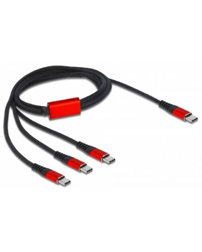 Кабел Delock - 3 в 1, USB-C/3x USB-C, 1 m, черен/червен - 1