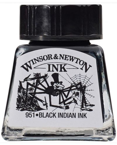 Калиграфски туш Winsor & Newton - Черен, 14 ml - 1