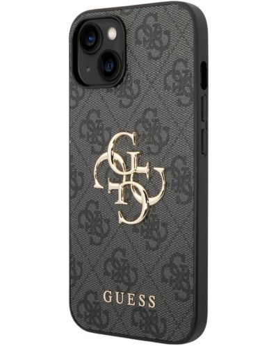 Калъф Guess - PU 4G Metal Logo, iPhone 15 Plus, сив - 4