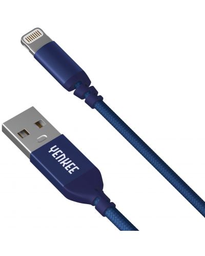 Кабел Yenkee - 611 BE, USB-A/Lightning, 1 m, син - 1
