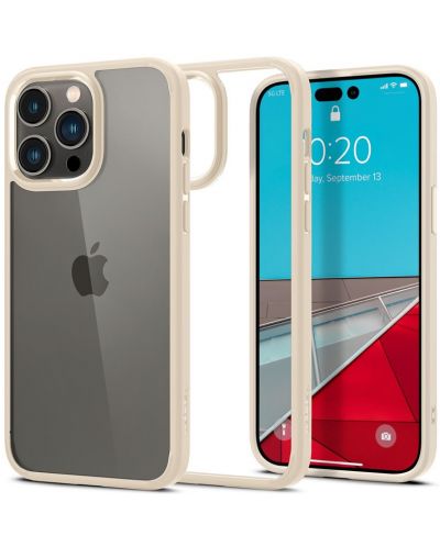 Калъф Spigen - Crystal Hybrid, iPhone 14 Pro Max, Sand beige - 1