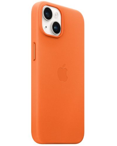Калъф Apple - Leather MagSafe, iPhone 14, оранжев - 2