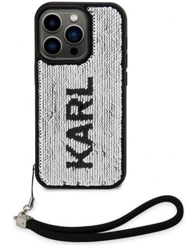 Калъф Karl Lagerfeld - Sequins Reversible, iPhone 13 Pro, черен/сребрист - 2