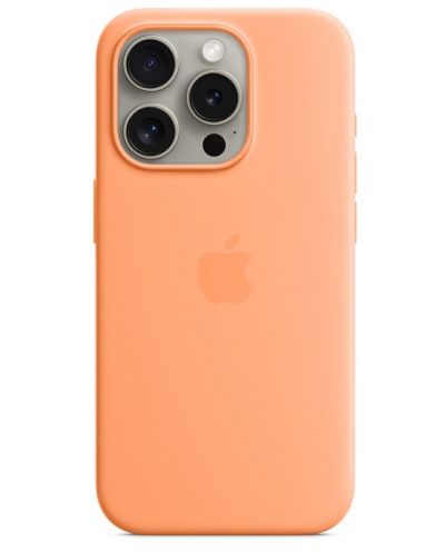 Калъф Apple - Silicone MagSafe, iPhone 15 Pro, Orange Sorbet - 1