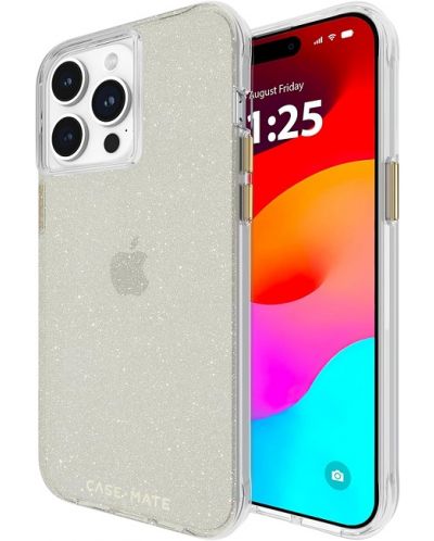 Калъф Case-Mate - Sheer Crystal, iPhone 15 Pro, Champagne - 1