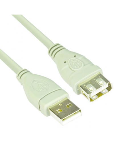 Кабел VCom - CU202, USB-A/USB-A, 3 m, сив - 1