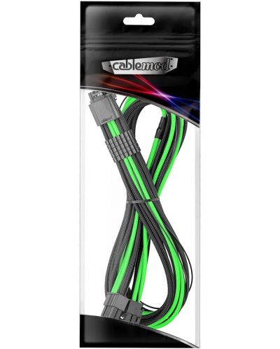 Кабел CableMod - Pro ModMesh 12VHPWR, 16-Pin/2x 8-Pin, черен/зелен - 3