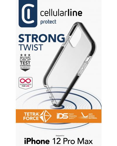 Калъф Cellularline - Tetra, iPhone 12 Pro Max, прозрачен - 2