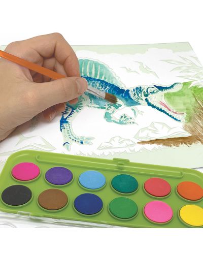 Картини за оцветяване DinosArt  - Динозаври, с акварелни бои - 4