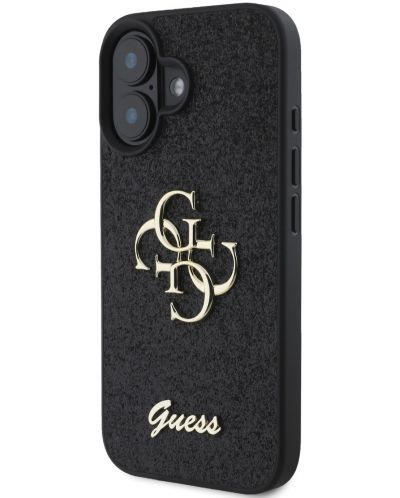 Калъф Guess - PU Fixed Glitter 4G Metal Logo, iPhone 16 Plus, черен - 2