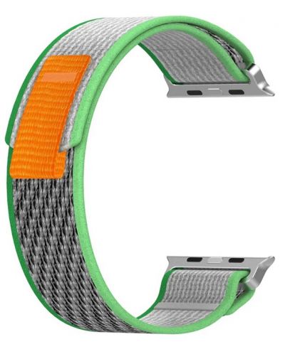 Каишка Techsuit - W039 Nylon, Apple Watch, 38/40/41 mm, сива/зелена - 1