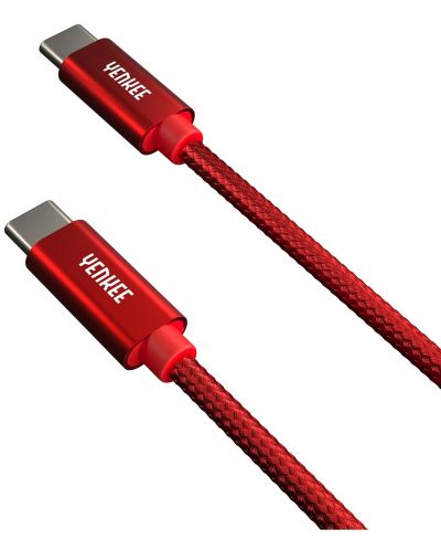 Кабел Yenkee - 2075100313, USB-C/USB-C, 1 m, червен - 2