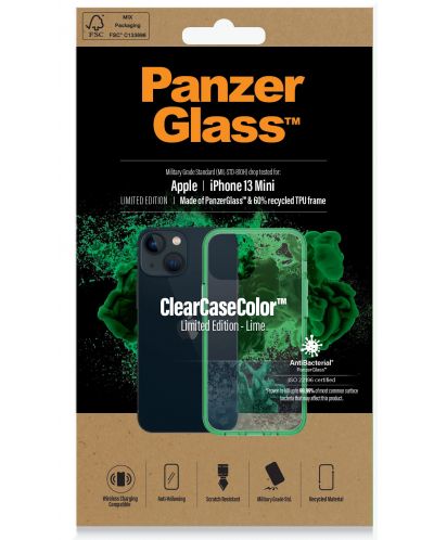 Калъф PanzerGlass - ClearCase, iPhone 13 mini, прозрачен/зелен - 4