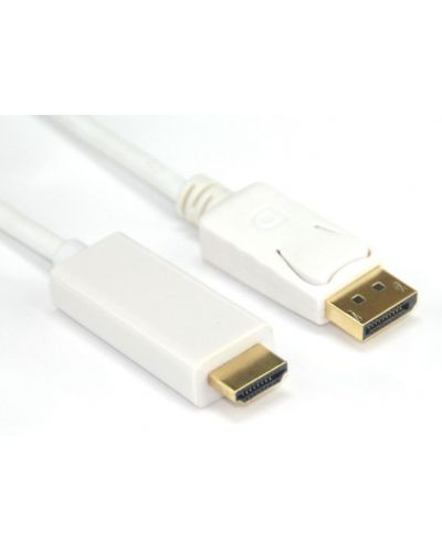 Кабел VCom - CG605L, Display Port/HDMI, 1.8m, бял - 1