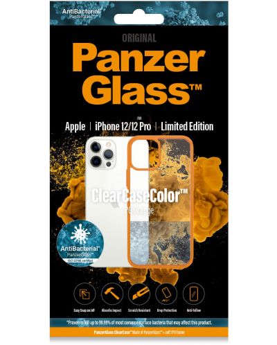 Калъф PanzerGlass - Clear, iPhone 12/12 Pro, прозрачен/оранжев - 2