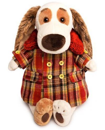Плюшена играчка Budi Basa - Кученце Бартоломей, с карирано палто, 27 cm - 1