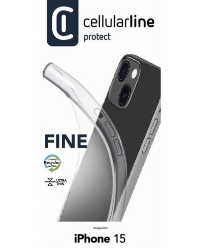 Калъф Cellularline - Fine, iPhone 15, прозрачен - 4