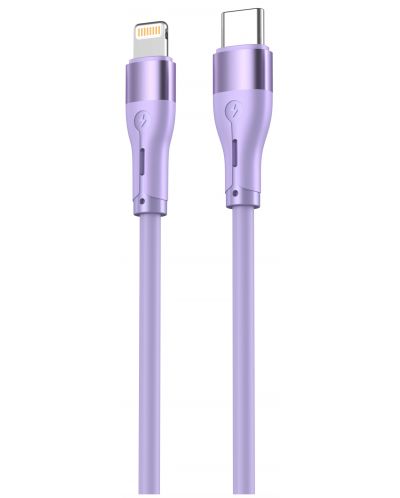 Кабел Tellur - Silicone, USB-C/Lightning, 1 m, лилав - 1