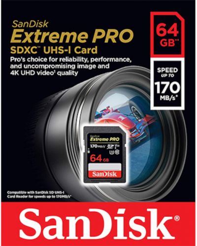 Карта памет SanDisk - Extreme PRO, 64GB, SDXC, UHS-I Class10 - 3