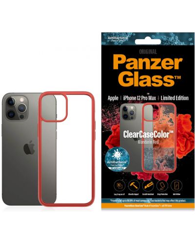 Калъф PanzerGlass - Clear, iPhone 12 Pro Max, прозрачен/червен - 3