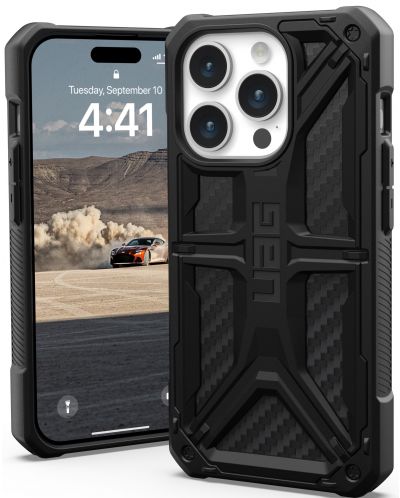 Калъф UAG - Monarch, iPhone 15 Pro, Carbon Fiber - 6