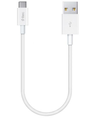 Кабел ttec - MiniCable, USB-C/USB-A, 0.3 m, бял - 1